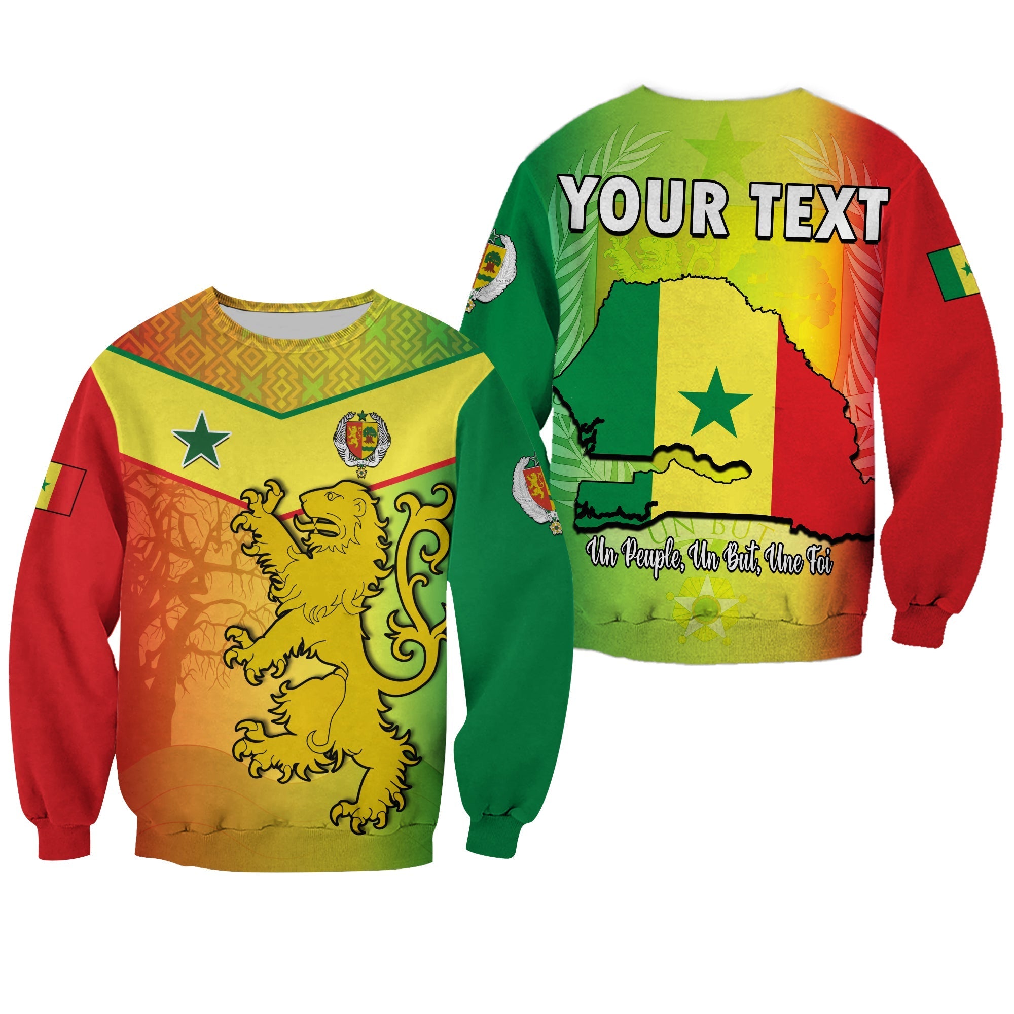 (Custom Personalised) Senegal Sweatshirt Lion With Senegal Map Reggae Style Lt14