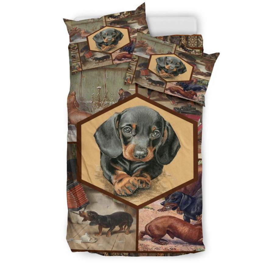 Dachshund Quilt Copy Bedding Duvet Cover And Pillowcase Set