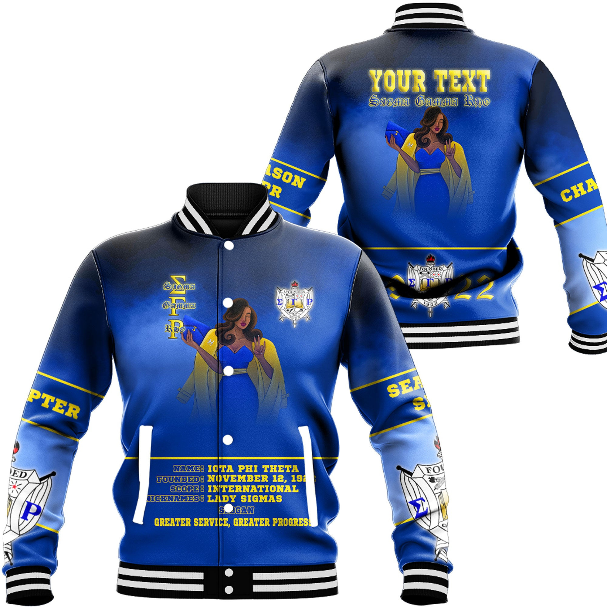 Africazone Clothing – Sigma Gamma Rho Solgan Baseball Jackets A35