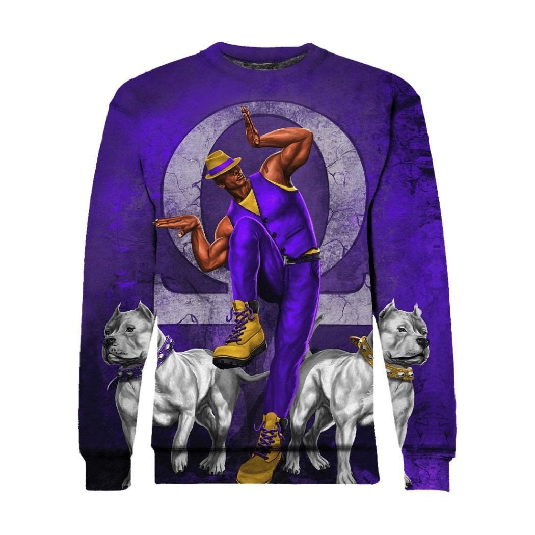 Ques Men Bulldog Omega Psi Phi Hand Sign Crest Sweatshirt