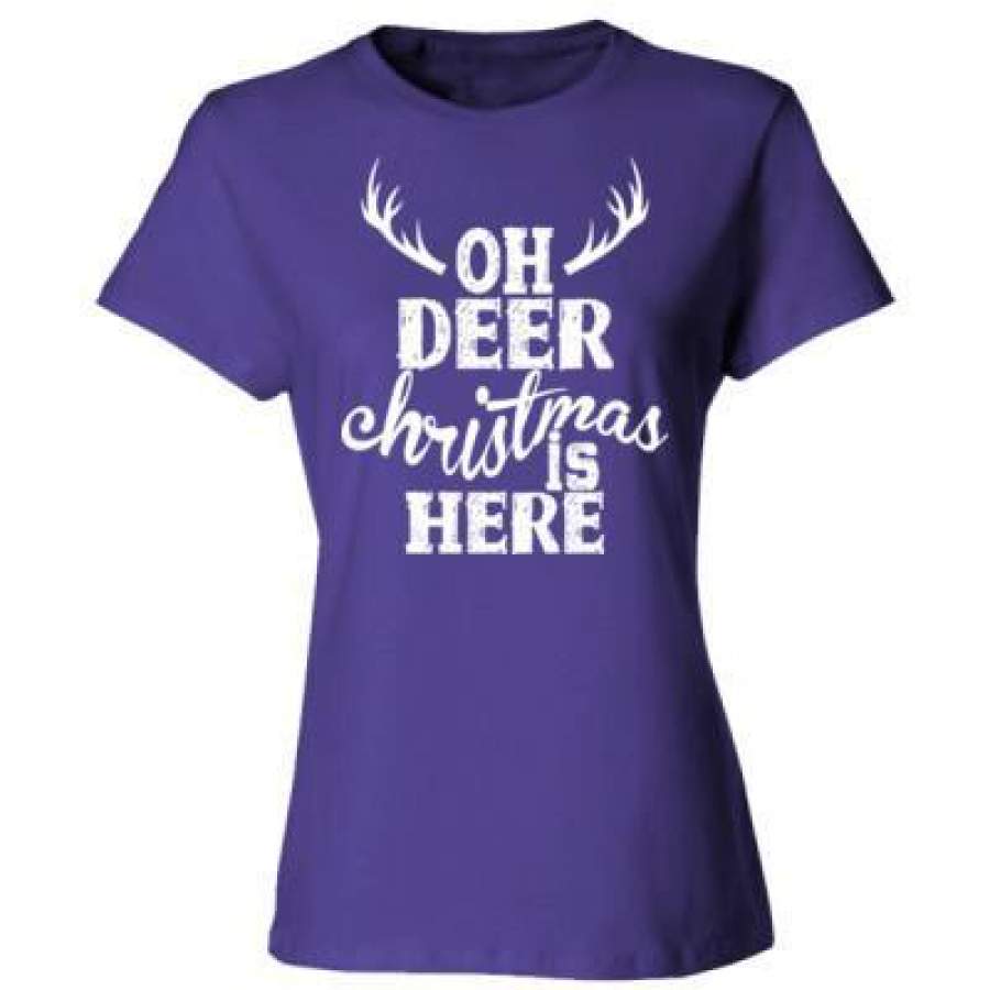 AGR Oh Deer Christmas Is Here – Ladies’ Cotton T-Shirt