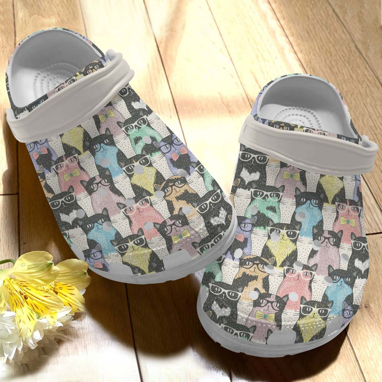 Cat Personalized Clog, Custom Name, Text Cute Cats With Glasses, Fashion Style For Women, Men, Kid, Print 3D