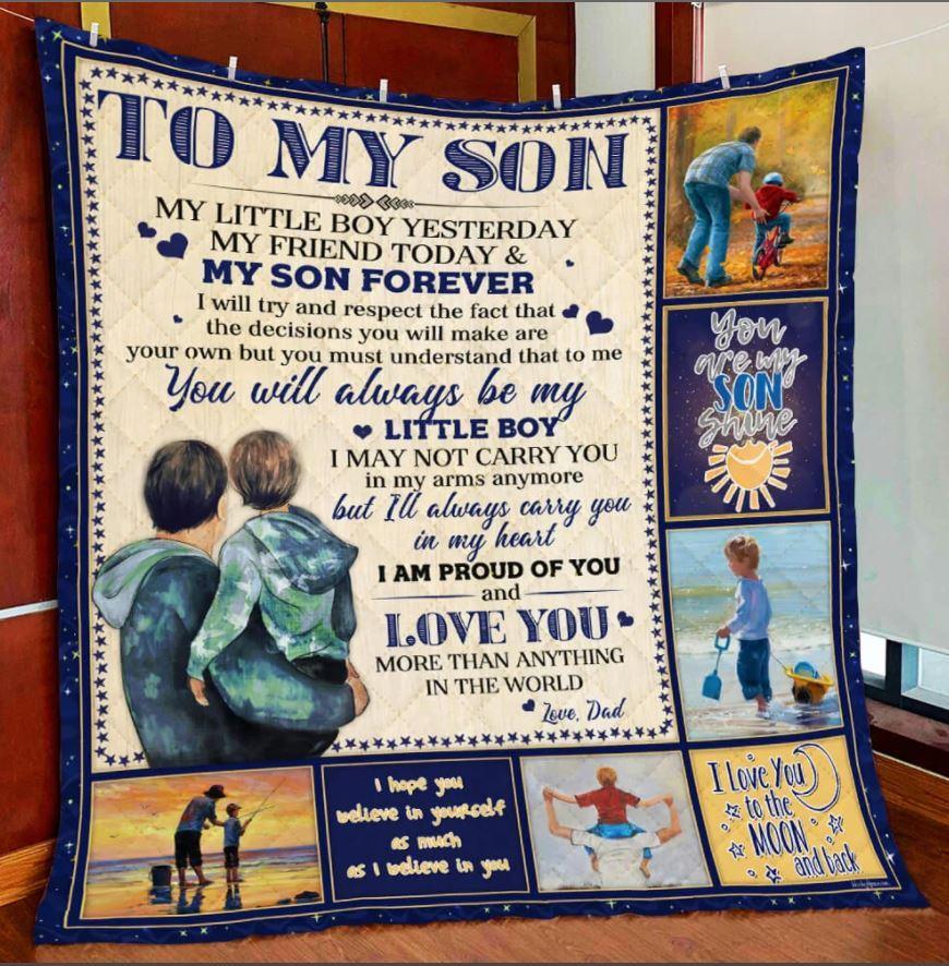 To My Son Blanket,Fleece Blanket, More Than Anything In The World, Love Dad, Gift For Son Family Home Decor Bedding Couch Sofa Soft And Comfy Cozy