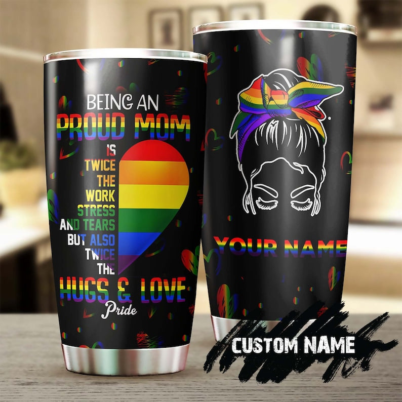 Lgbt Mom Hugs Love Pride Personalized Tumbler-Birthday Christmas Gift Mother’S Day Gift For Lgbt Mom From Special Son Special Daughter