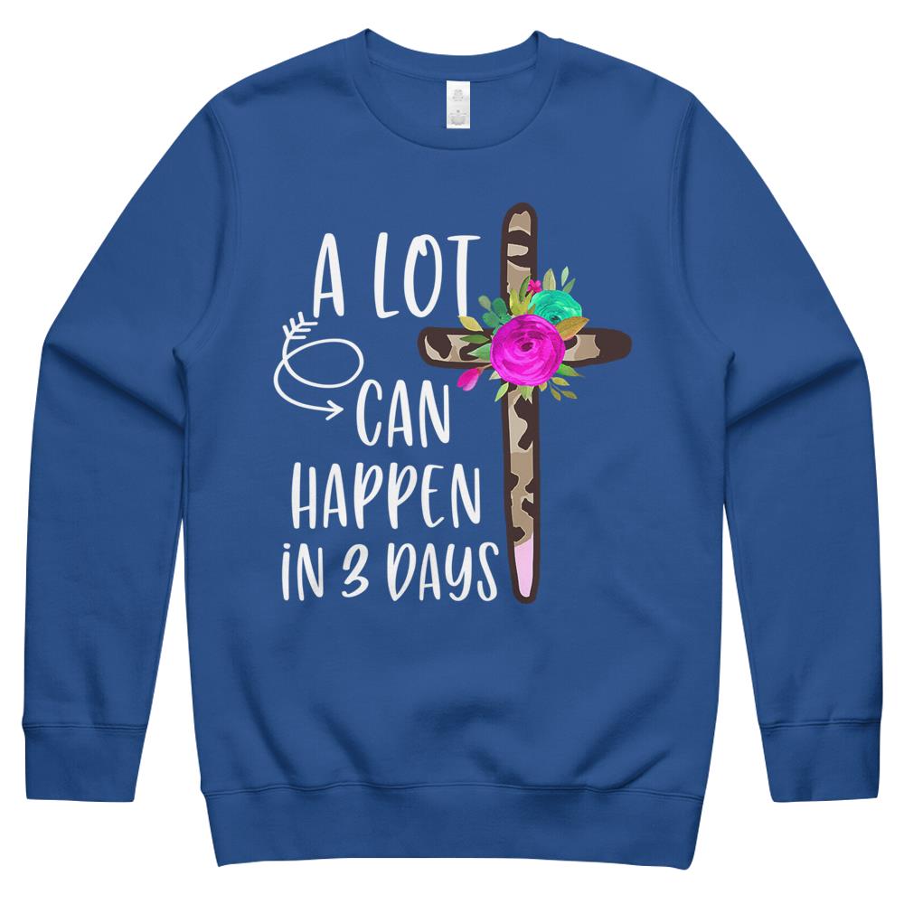 A Lot Can Happen In 3 Days Easter Christian Leopard Floral Crewneck Sweatshirt