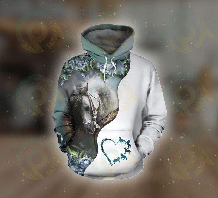 Horse heart beautiful flower Hoodie 3D #V