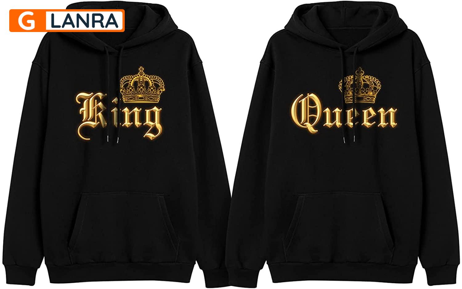 King Queen Hoodie, Crown Couple Hoodie, Matching Couple Hoodie, Husband Wife Hoodie, Unisex Sweater, Sweatshirt