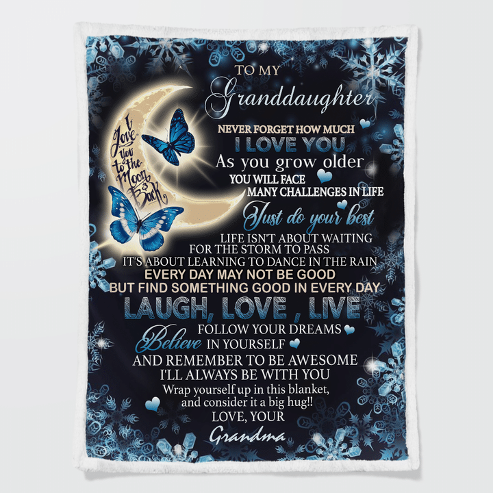 To My Granddaughter I’Ll Always Be With You Winter Blanket Gift From Grandma Birthday Gift Home Decor Bedding Couch Sofa Soft And Comfy Cozy