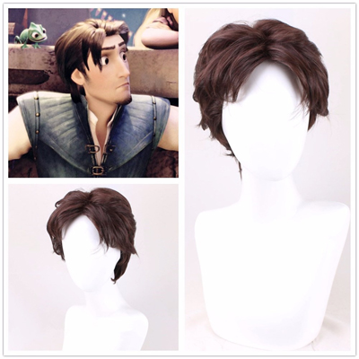 Tangled Cosplay Wig Rapunzel Flynn Rider Men Short Curly Synthetic Hair for Adult Role Play + Wig Cap alx