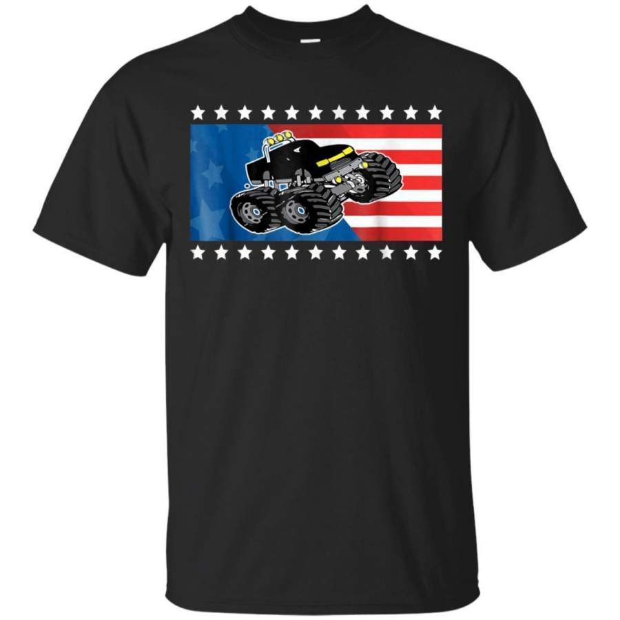 AGR Monster Truck American Usa Flag With Stars Gift Tshirt Jaq T-shirt