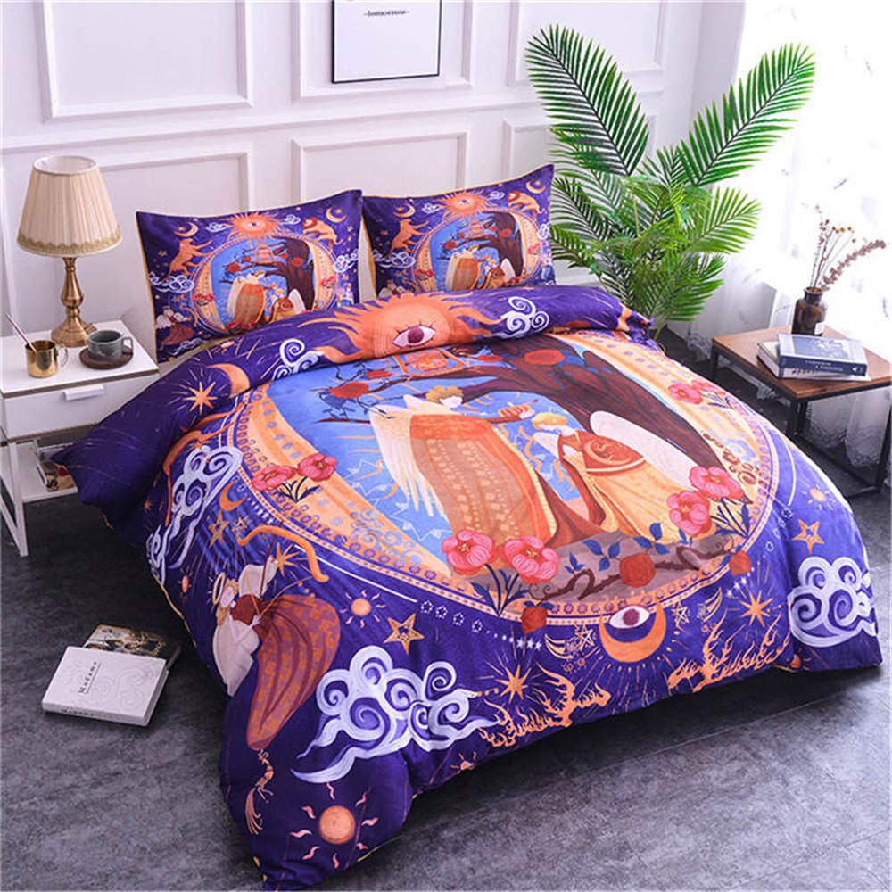 Colored Cartoon Dinosaur Rabbit Pattern Bedding Set King Queen Size Down Bed Cover Pillowcase Children Bedroom Home Textile Duvet Covers