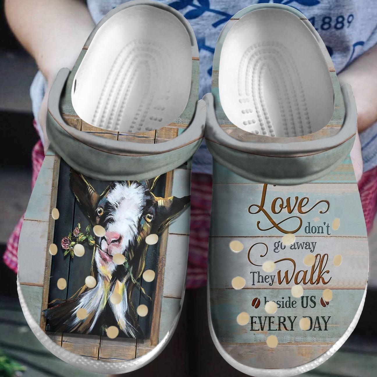 Goat Personalized Clog, Custom Name, Text, Color, Number Fashion Style For Women, Men, Kid, Print 3D Those We Love Don’T Walk Away