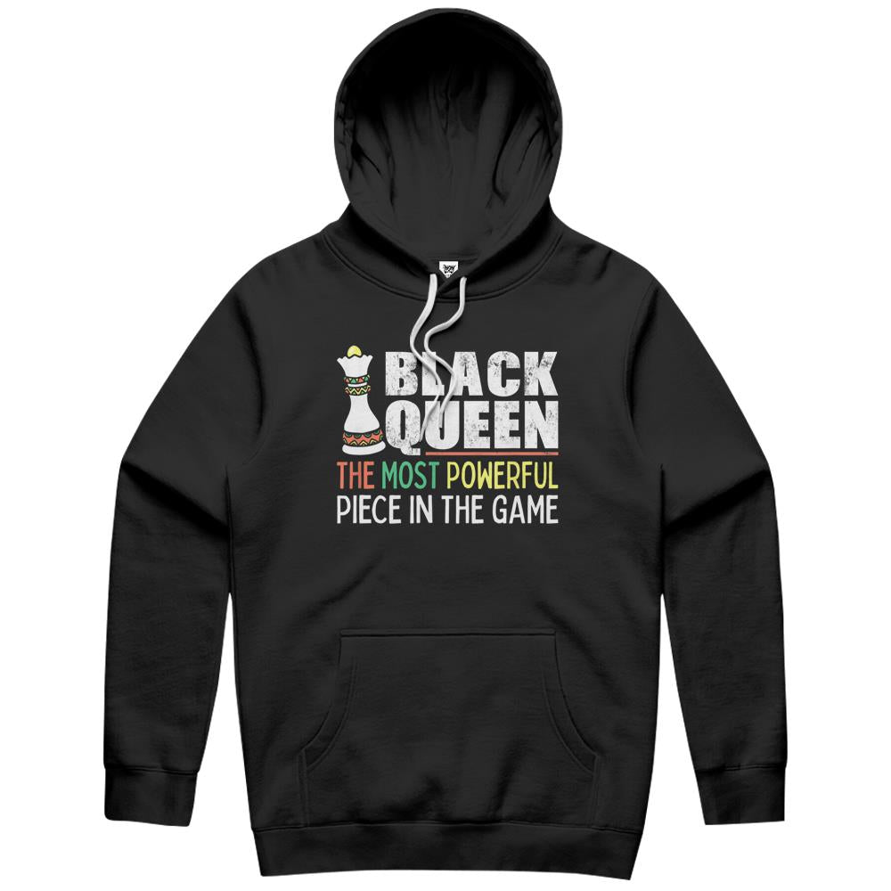 Womens Black Queen Most Powerful Chess African American Hoodie