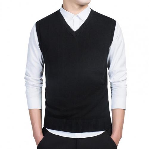 Autumn Winter Mens Sweater Vest Pullover Soft Solid Color Casual V Neck Knitted Sweater Men Sleeveless Vest Coat chaleco hombre alx