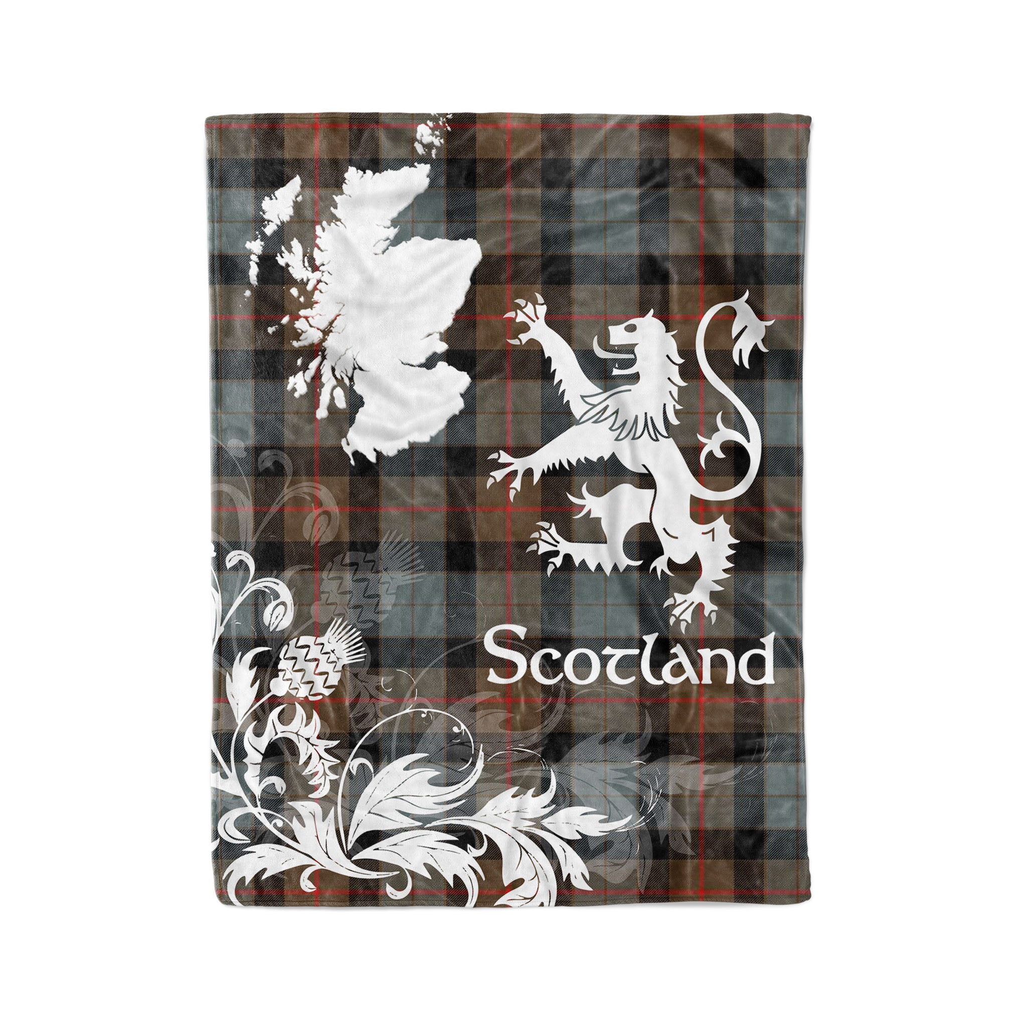 Tartan Plaid Fleece Blanket Tartan Blanket Thistle And Lion Scottish Clan Gunn Weathered Plaid Blanket