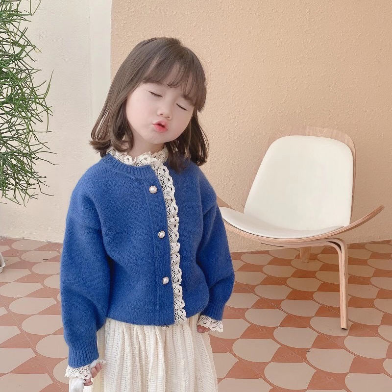 Children Clothing 2022 Spring Autumn Girls Knit Cardigan New Korean Style Girl Baby Sweater Outfit Casual Solid Knitted Sweater alx