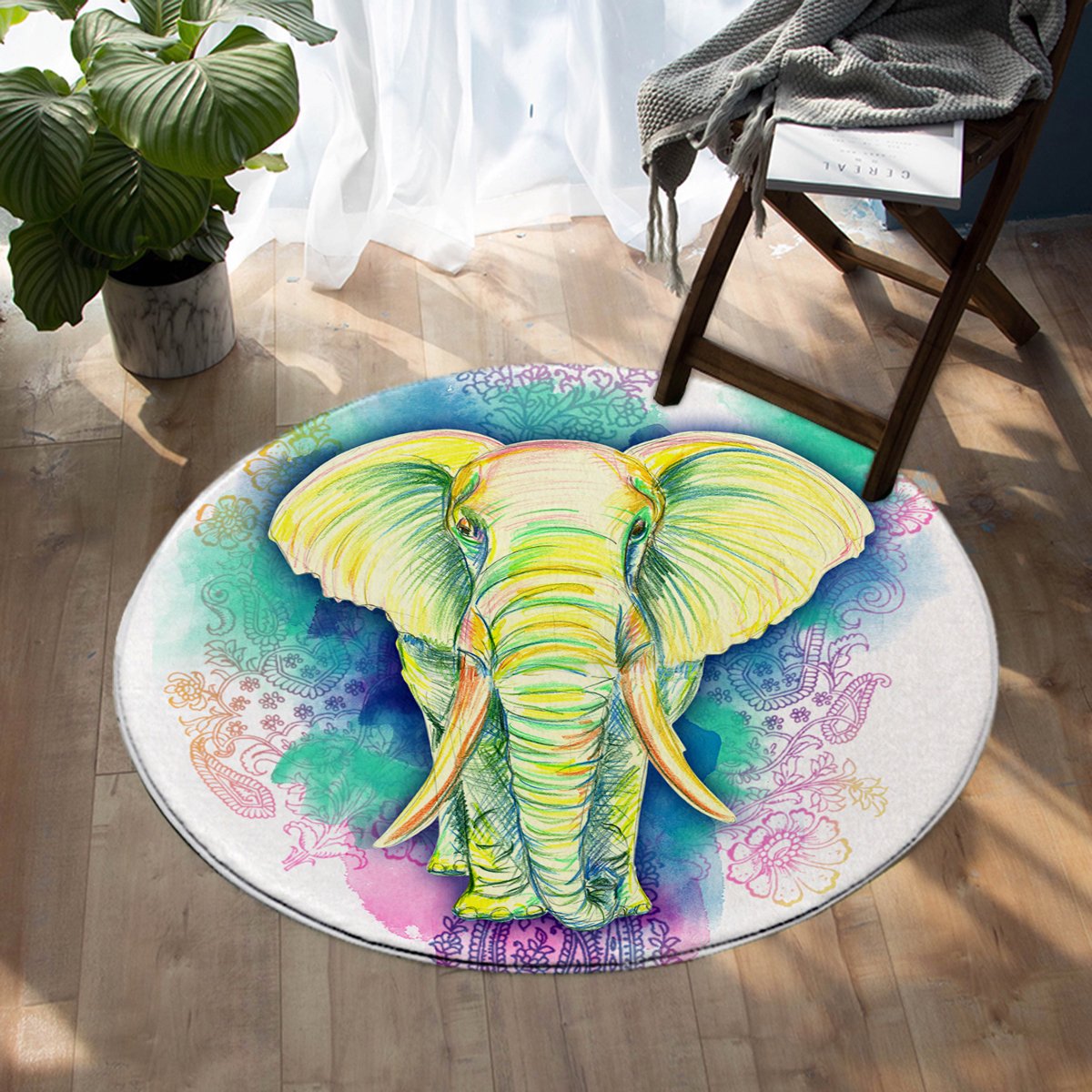 Elephant SW0980 Round Rug