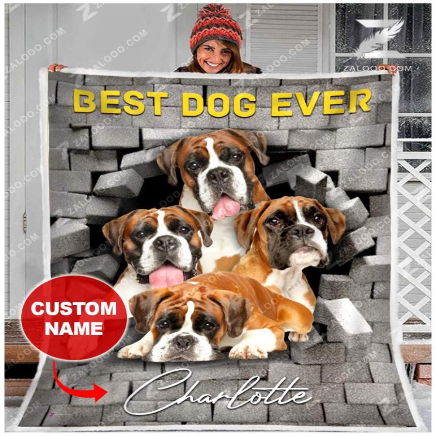 Zalooo – Custom Fleece Blanket – BULLDOG – Best Dog Ever – Wall Broken