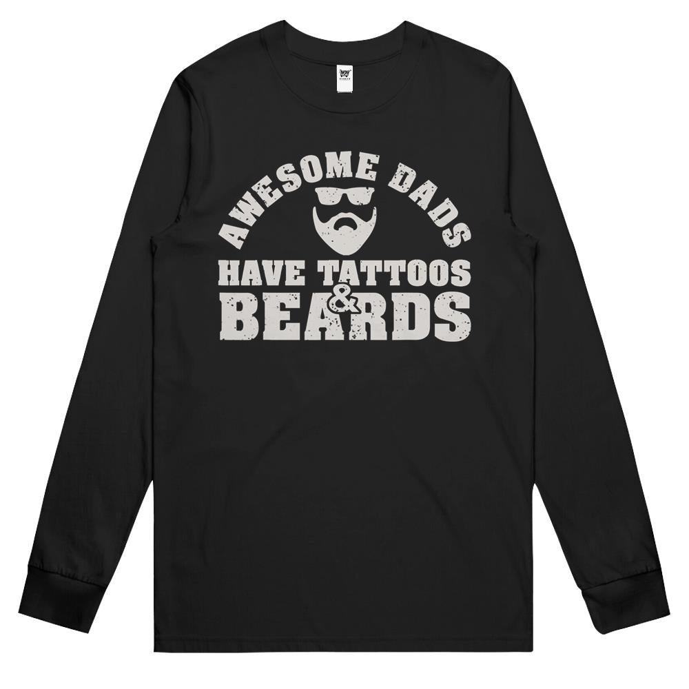 Awesome Dads Have Tattoos Beards Vintage Father’s Day Long Sleeve T Shirts