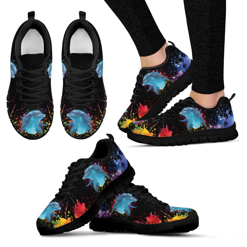 52KKANM-DOLPHIN SEA ANIMAL BLACK SNEAKERS