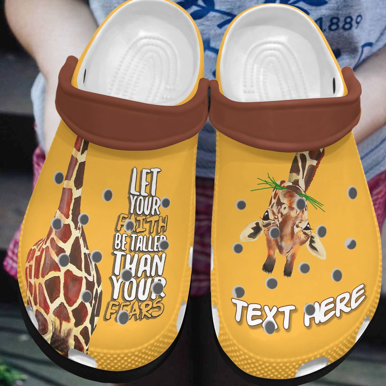 Giraffe Personalized Clog, Custom Name, Text, Color, Number Fashion Style For Women, Men, Kid, Print 3D Let Your Faith Be Taller Than Your Fears