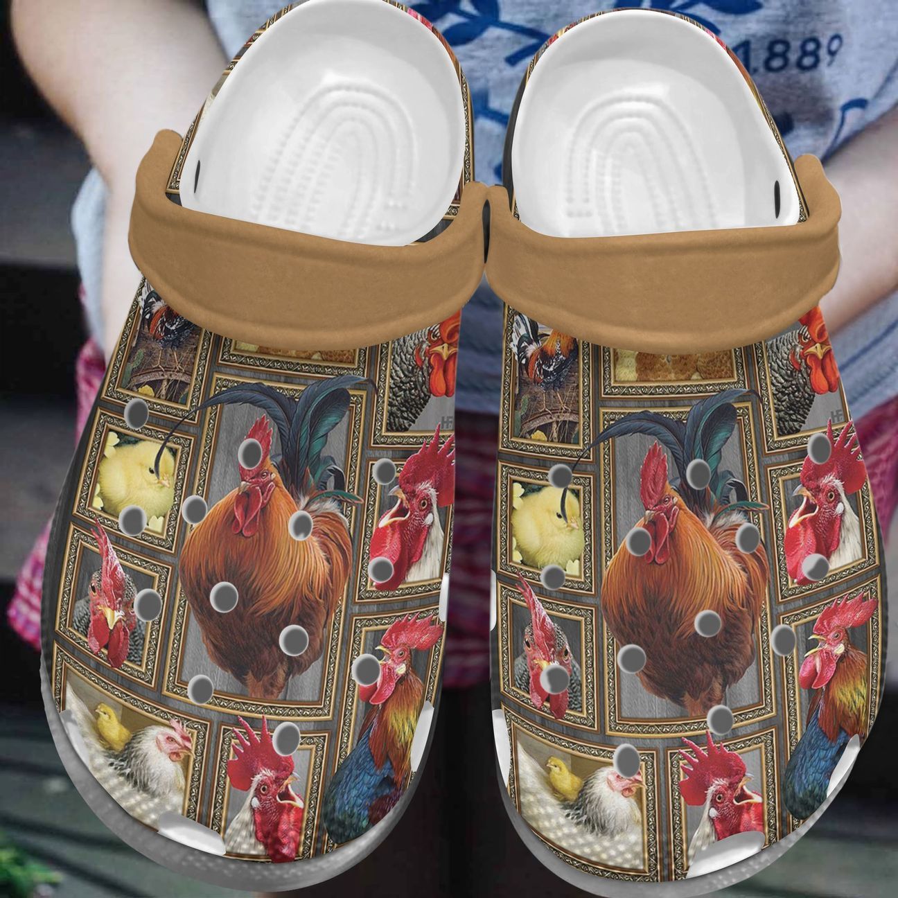 Chicken Personalize Clog, Custom Name, Text, Fashion Style For Women, Men, Kid, Print 3D Rooster Farm