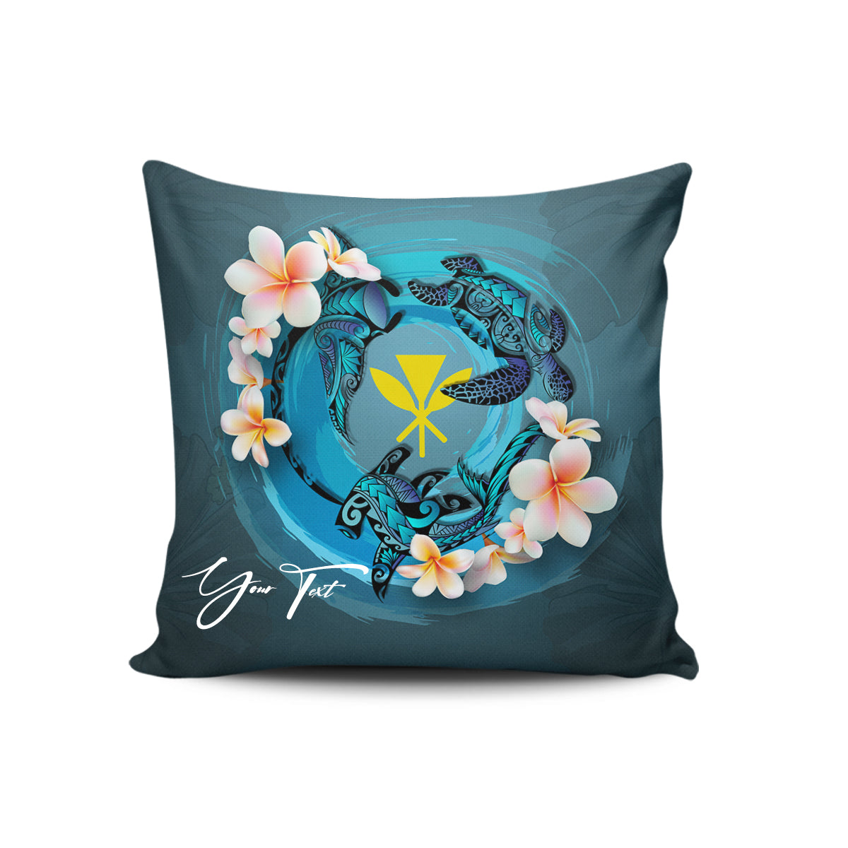 (Custom) Kanaka Maoli (Hawaiian) Pillow Cases – Blue Plumeria Animal Tattoo Personal Signature A24