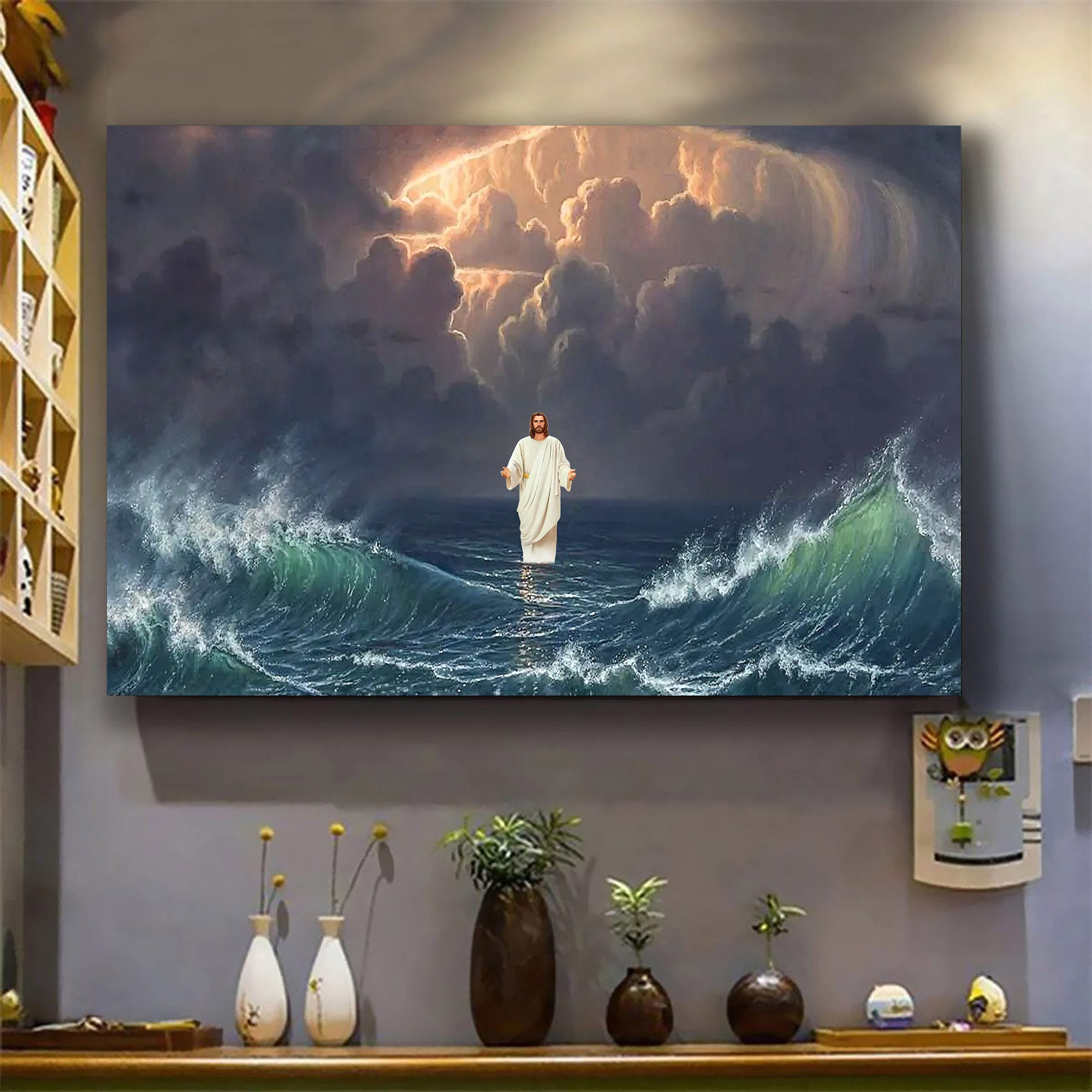 Jesus Christ Walks On Water Canvas, Jesus Canvas, Christian Canvas, God Canvas | Wall Decor, Home Decor | Thanksgiving, Christmas Gift