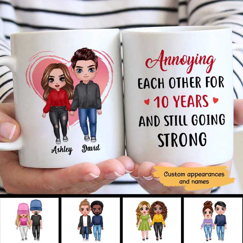 Doll Couple Standing Annoying Each Other Gift Personalized Mug