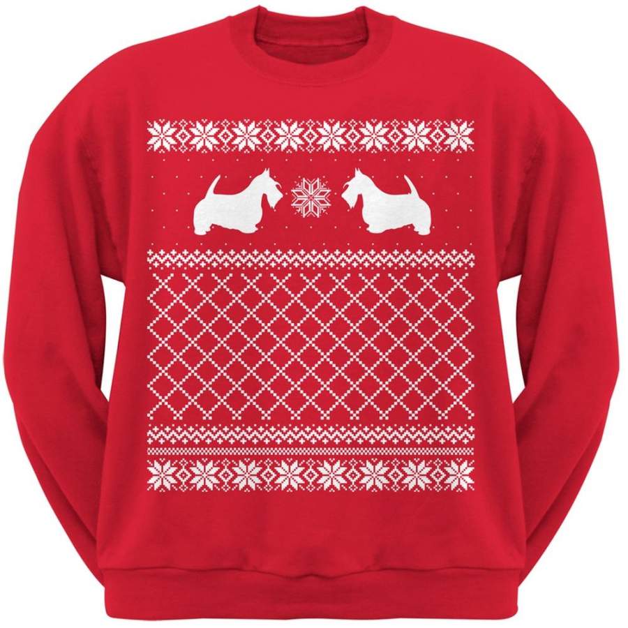 Scottish Terrier Red Adult Ugly Christmas Sweater Crew Neck Sweatshirt