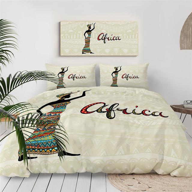 Simple African Girl 3 Pieces Quilted Comforter Set