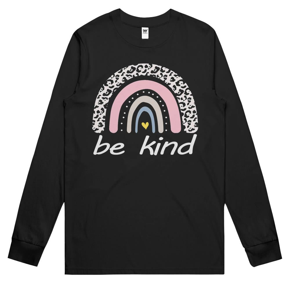 Be Kind Shirt, Be Kind Long Sleeve T Shirts, Be Kind Rainbow Shirt, Be Kind Rainbow Long Sleeve T Shirts, Rainbow Be Kind Shirt, Be Kind Cute Graphic Leopard Rainbow Long Sleeve T Shirts