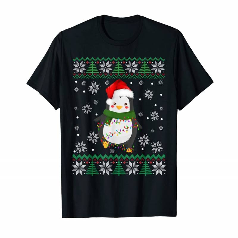 Penguin Lights With Santa Hat Christmas Ornament Pajamas T-shirt