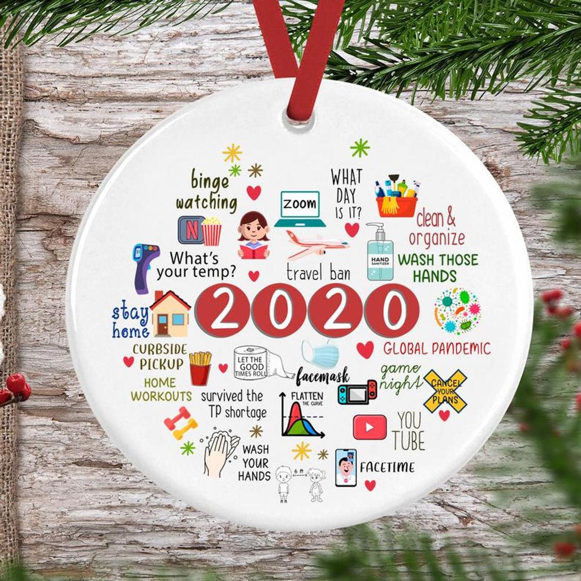 2020 Memories Round Ceramic Ornament, Pandemic Ornament, Christmas Decoration, Toilet Paper Ornament