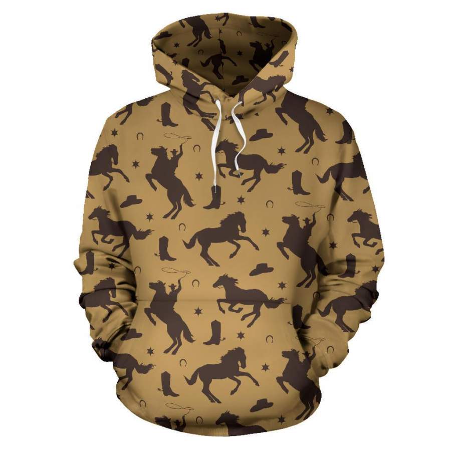Western Cowboy Print Pattern Men Women Pullover Hoodie