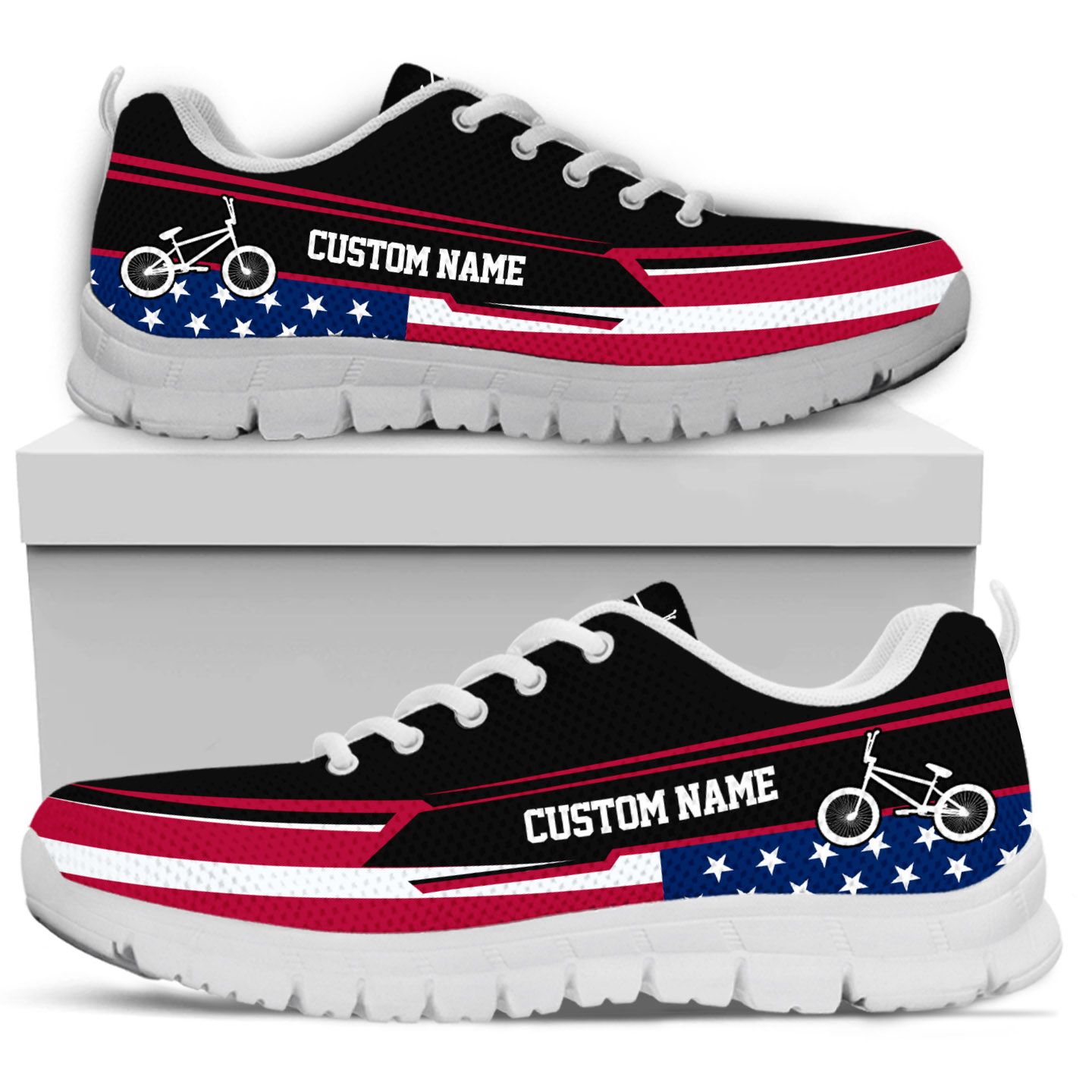 BMX American Flag Women Sneakers Custom Name Shoes