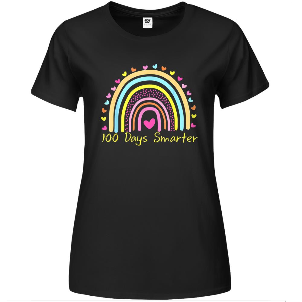 100Th Day Of School Teacher 100 Days Smarter Rainbow Premium Womens T Shirts