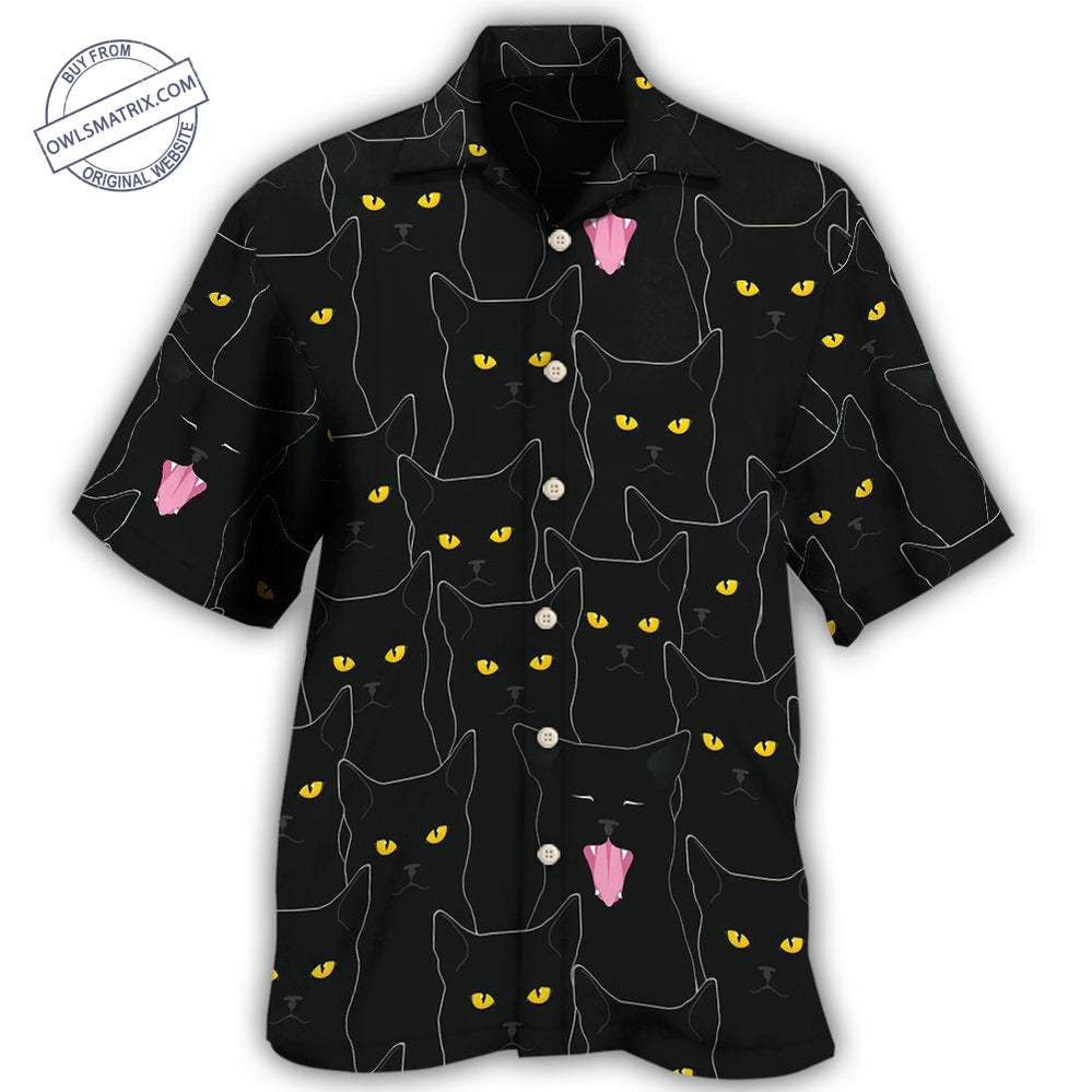 Black Cat Lovely Looking At You Hawaii Shirt Ha12855