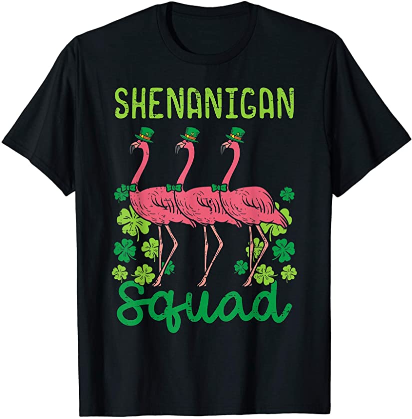 Shenanigan Squad Flamingo Cute St Patricks Day Bird Animal T-Shirt