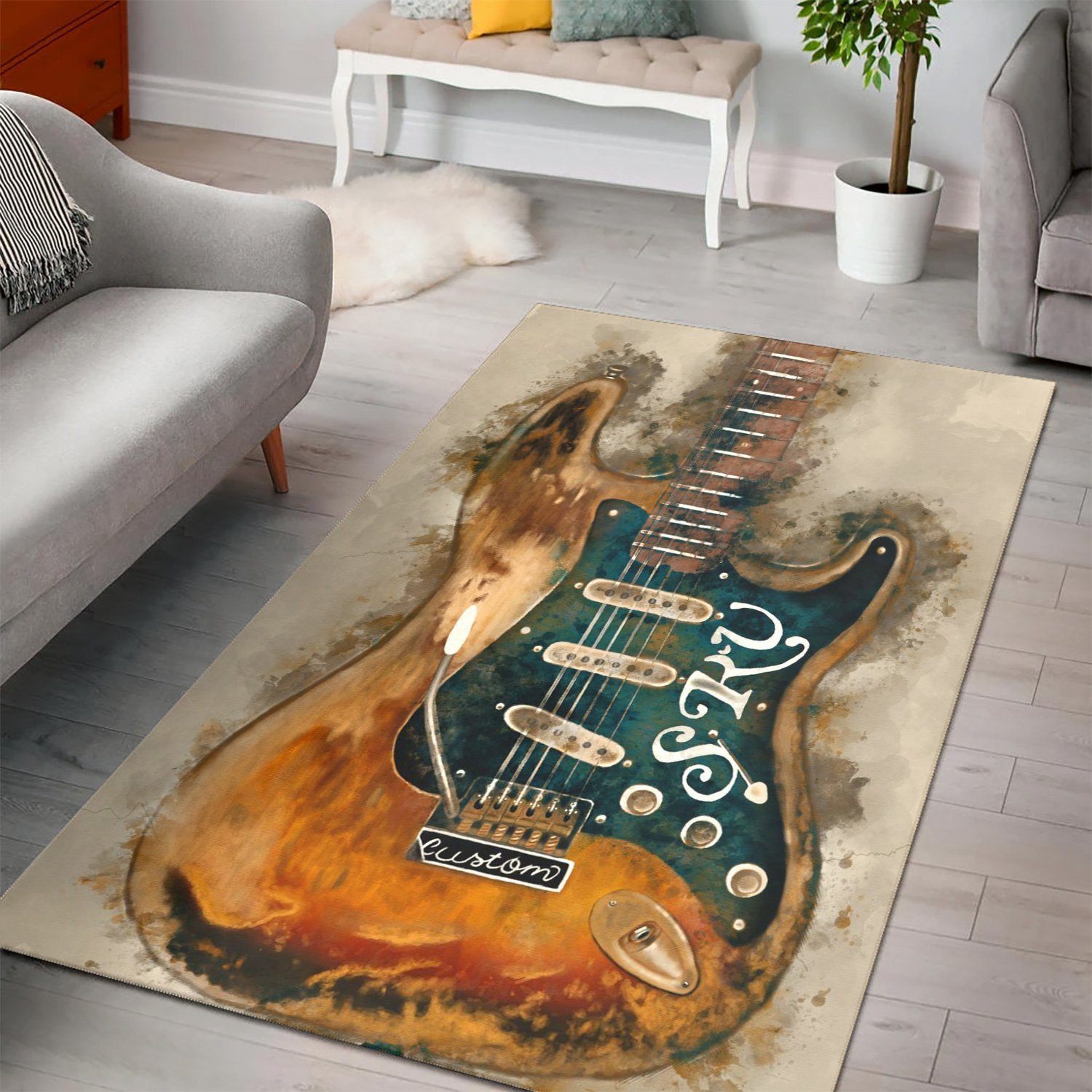 Stevie Ray Vaughan S Axe  Area Rugs,  Kitchen Rug,  Halloween Gift