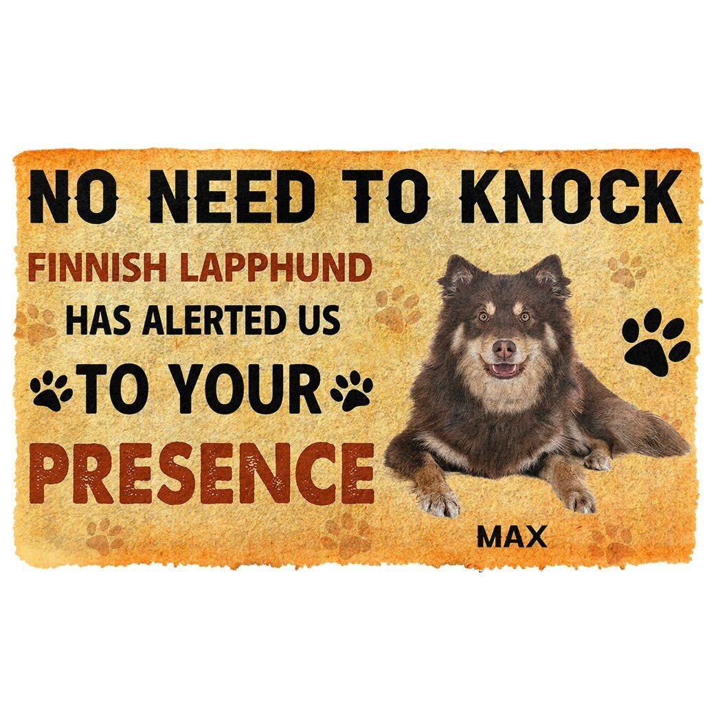 Gearhuman 3D No Need To Knock Finnish Lapphund Dog Custom Name Doormat