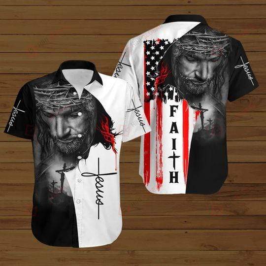 American Flags God Jesus Christian Cross Faith gift Easter day Aloha Hawaiian Shirts #V