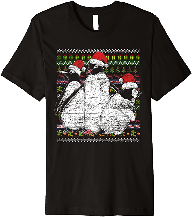 Ugly Christmas Antarctica Animal Lover Merry Xmas Penguin Premium T-Shirt