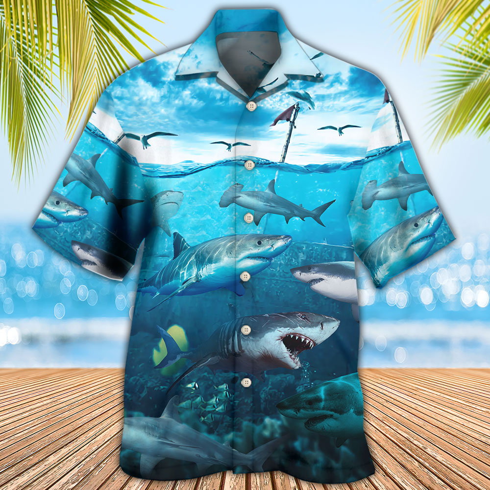 Shark Undersea Darkness Art Hawaiian Shirt