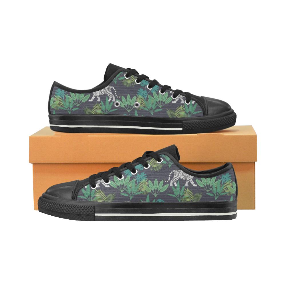 white bengal tigers tropical plant Men’s Low Top Shoes Black