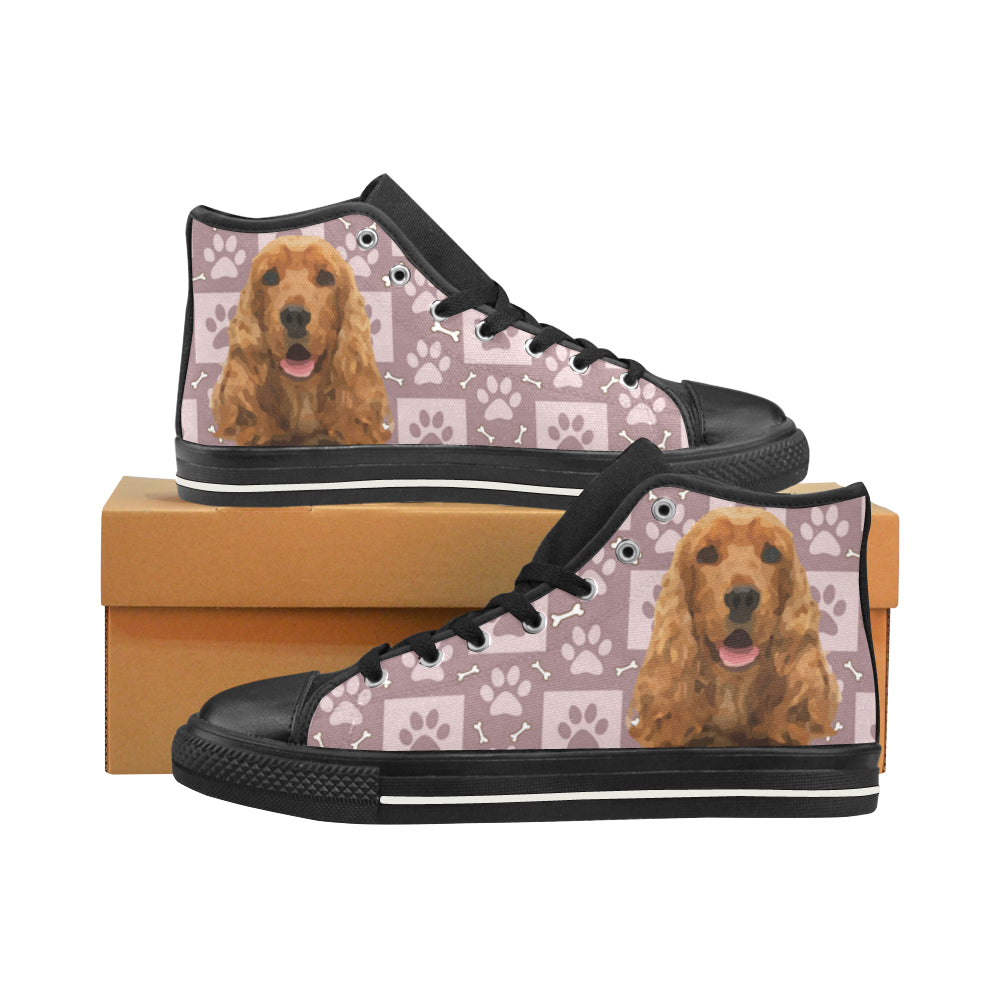 American Cocker Spaniel Black Men’s Classic High Top Canvas Shoes /Large Size