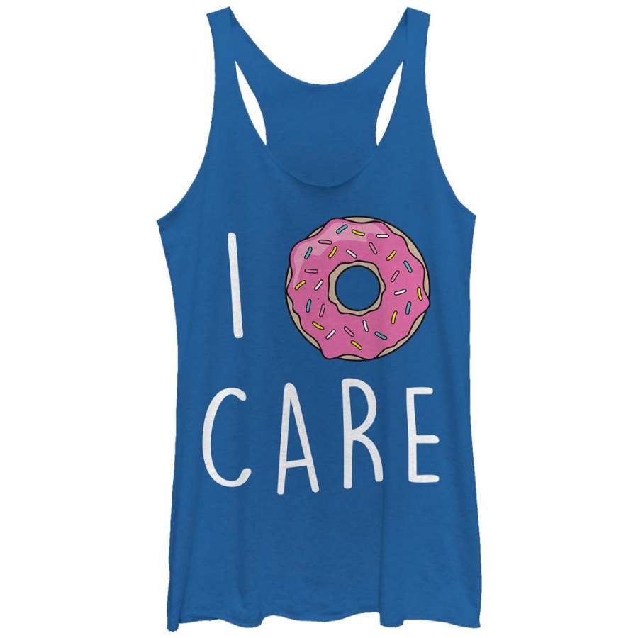 CHIN UP Women’s I Donut Care  Racerback Tank Royal Blue Heather