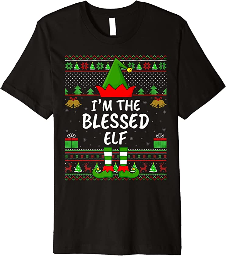 Funny Family Matching Ugly I’m The Black Queen Elf Christmas Premium T-Shirt