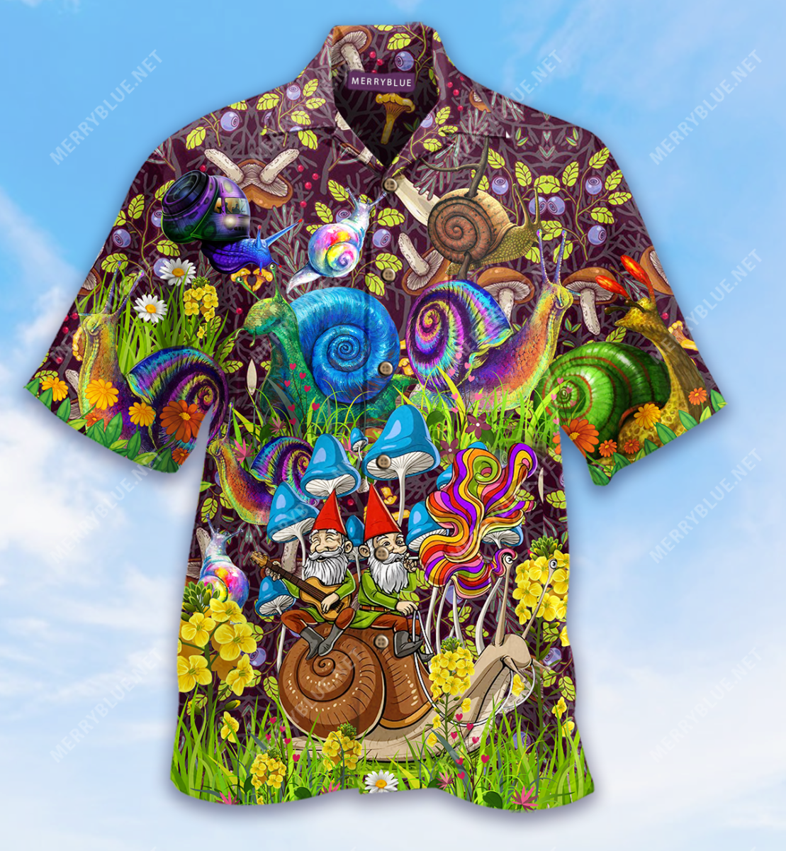 Trippy Mushroom Snail Unisex Hawaii Shirt Ha62957