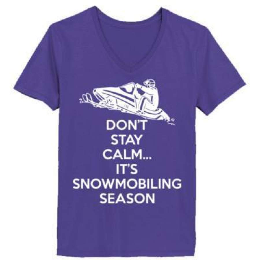 AGR Dont Stay Calm Its Snowmobiling Season – Ladies’ V-Neck T-Shirt